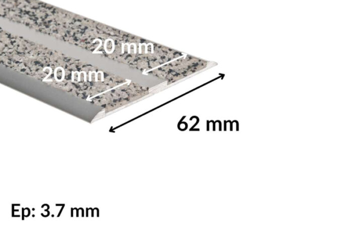 Nez de marche Plat P62 Minéral double et Aluminium anodisé pour extérieur - Accessibilité et handicap – Image 4